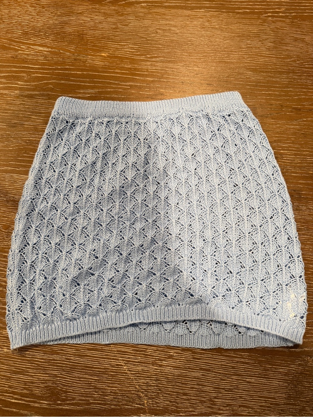 Cupshe Light Blue Knit Mini Skirt - Women's Casual Crochet Texture